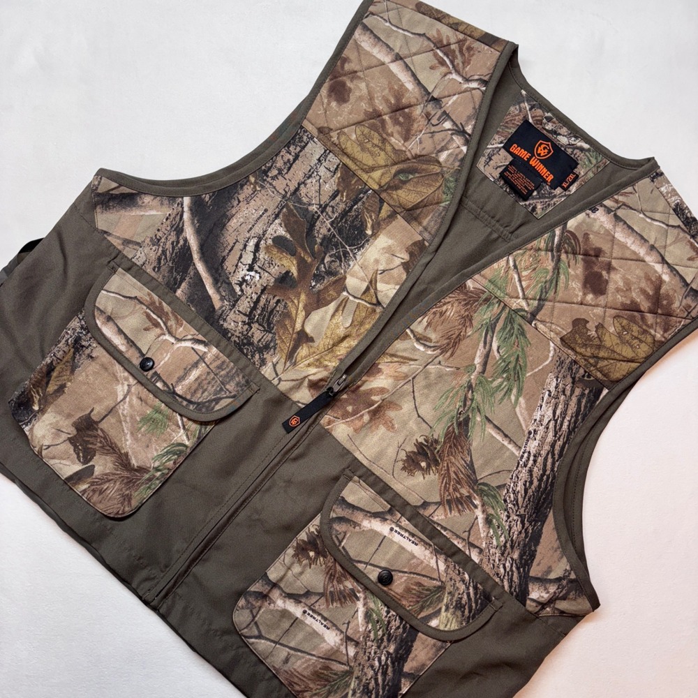 Game Winner XL 2XL Camo Hunting Vest Quilted Padded Game Bag Pockets Men's